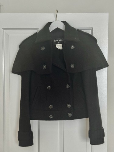 Chanel black wool peacoat - wool,