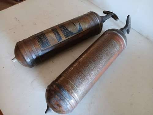 Pair vintage brass fire - pair, of