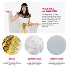 EGYPTIAN QUEEN COSTUME CLEOPATRA LADIES GIRLS WORLD BOOK DAY FANCY DRESS COSTUME
