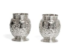 Pair of Antique Solid Sterling Silver Vases by Sibray, Hall & Co UK Hallmarked
