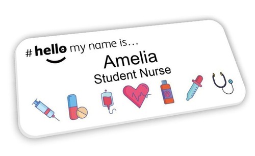 Hello name badge white - hello,