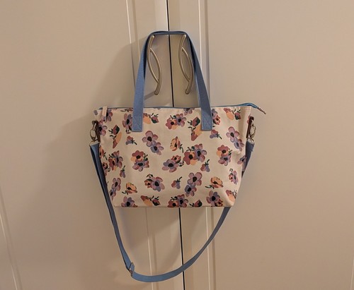 Peony matte oilcloth - oilcloth, tote