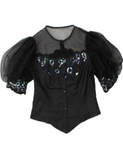 VERA MONT Womens See Through Shirt Blouse UK 12 Medium  Black Polyester BW17