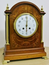 Antique English 8 Day Inlaid Marquetry & Bronze Mounts Striking Bracket Clock