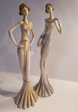 Pair of Art Deco style Statues - Female Figures - Ladies - Nouveau - 12" - 24cm
