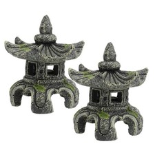 2 Pcs Aquarium Resin Pagoda