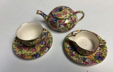 Royal Winton England Rare SWEET PEA Floral Chintz Teapot Cup Creamer & 2 Plates
