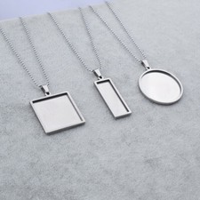 Stainless Steel Blank Cabochon Base Settings Pendant Necklace Bezel Tray Jewelry