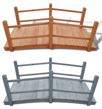 140cm Grey Brown Solid Wood Garden Bridge Outdoor Creek Stream Pond Ornament