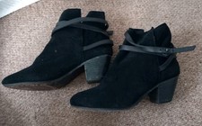 Ash Nikita Ankle Boots Chelsea Black Suede  Size 38 UK 5