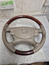 #2003 MERCEDES BENZ R230 SL500 leather Steering Wheel   with wood