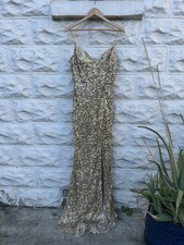 Sherri Hill Dress Women’s 6 Gold Sequin Maxi Gown Sleeveless 