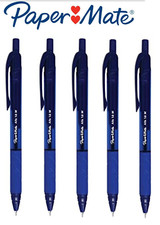 Paper Mate Alfa Retractable Ballpoint Pens With Soft Grip Medium BLUE Pack of 5