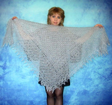 Light gray Russian Orenburg shawl,Goat wool wrap,Warm kerchief,Stole,Cape,Scarf