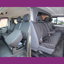 Tailored Front (W/Storage) Rear Black Seat Covers for Renault Trafic Crew 2014+ 