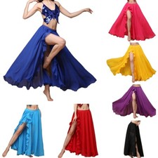 Side Slit Flamenco Skirt Belly Dance Gypsy Tribal Ruffle Skirts Costume Jupe