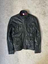 Superdry Men’s Black Racer Leather Jacket Size Large Excellent Condition