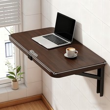 Wall Mounted Table Drop-Leaf Folding Floating Hanging Computer Desk Wood Shelf