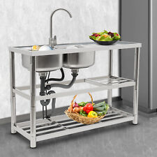 Kitchen sink sink 2 basin right gastronomic sink washbasin stainless steel 120x80cm