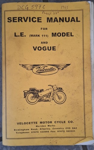 Velocette mk3 vogue service - velocette,