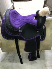 New Purple Synthetic Western Youth Kids Trail Pony Saddle Free Headstall Saddle