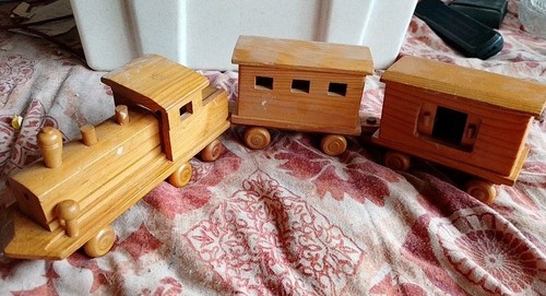 Vintage wooden train set with - wooden,