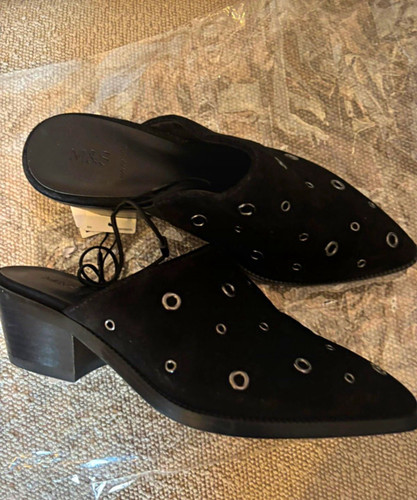 Black suede mule uk - m&s,