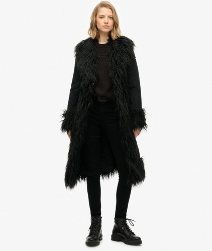 Superdry black long afghan - black,