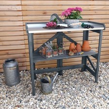 Garden Potting Table with Zinc