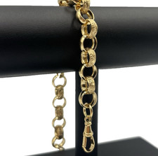 9ct Gold on Sterling Silver Belcher Bracelet 9 Inch Solid 925 Heavy Chain Gift