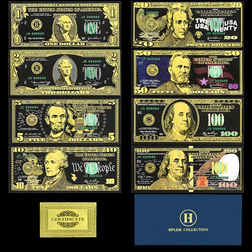 8pc dollar gold foil - 8pc, us