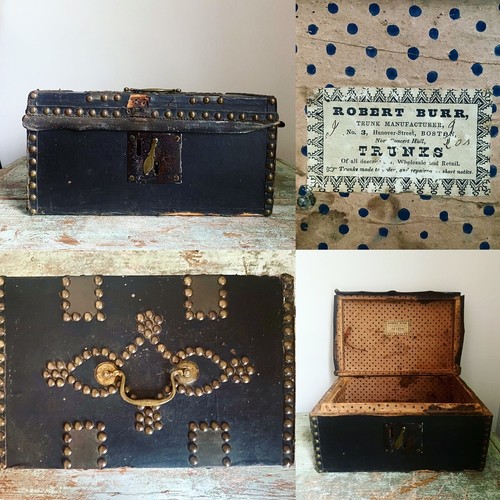 Antique leather covered wood - covered,