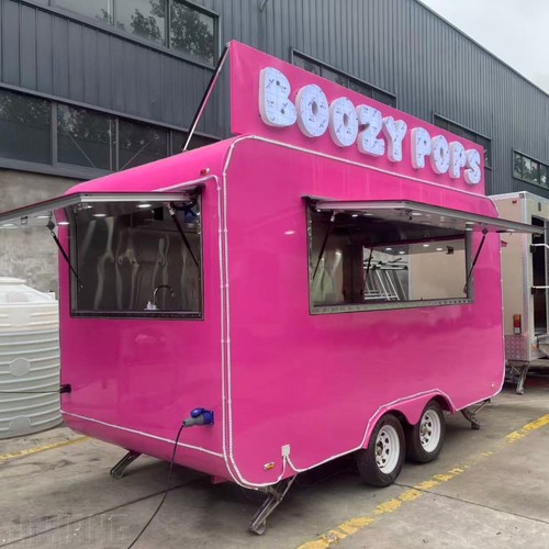 Pink double axle food trailer - double,