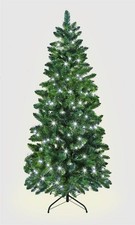 Slim Pre Lit Christmas Tree Pencil Pine Green Artificial Bushy XMAS Decor 7FT UK
