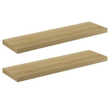 2 Pack Of Floating Shelves Light Oak Effect 90 x 24cm (04638x2)