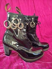 DR MARTEN black patent heel platform goth, dom, grunge boots, laces, size 7