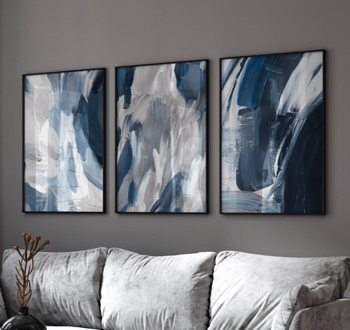 Navy blue abstract - wall, art