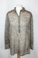 BNWOT SIZE 14 EX M&S BLACK BROWN & GOLD TUNIC TOP WITH LONGER BACK