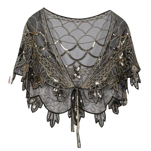 Womens 1920s sequin cape sheer - womens,