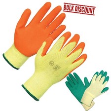120 PAIRS LATEX COATED BUILDERS SAFETY GRIP WORK GLOVES MENS RUBBER GARDENING