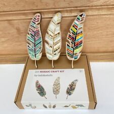 3x Mosaic Tiles Art DIY Kit Feather Pattern Handmade Craft Gift Decoration New