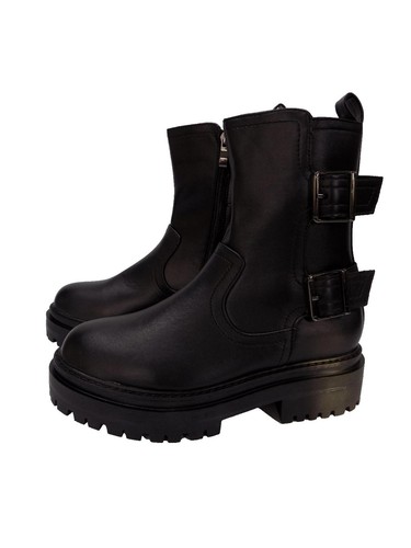 Black buckle biker - buckle, boots
