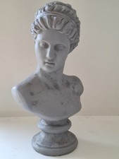 Resin Bust Of Greek Goddess Woman Garden Or Indoor Stone Look 13.5"