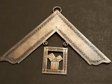 1930 Hallmarked Sterling Silver Masonic Past Master Collar Jewel - Awarded 69.6g
