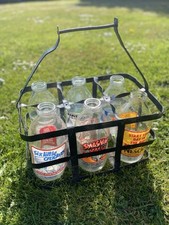 Vintage French Galvanized Metal Wine or Milk Bottle Carrier