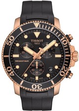 TISSOT SEASTAR 1000 CHRONOGRAPH: BLACK/ROSE GOLD - NEW WITH BOX/PAPERS, RRP £620