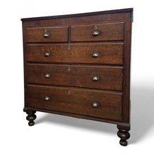 Antique oak chest of drawers - Large rustic Victorian chest of 5 drawers