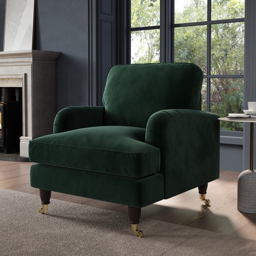Green velvet armchair - armchair, with