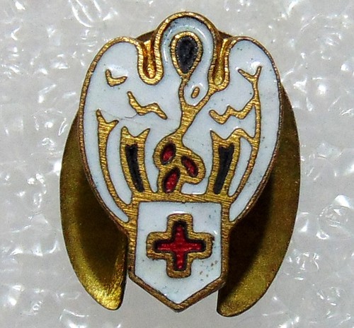 Small white swan enamel red - small,