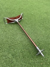 Gamebird Shooting Stick Vintage Brown Leather Handles Fold-Out Seat